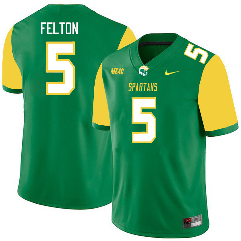 Men-Youth #5 Da'Quan Felton Norfolk State Spartans 2023 College Football Jerseys Stitched-Green